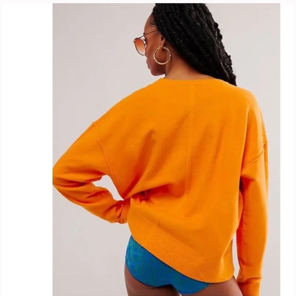 Luna Pullover Sz L Bright Marigold Free People NWOT Oversized - Picture 5 of 6